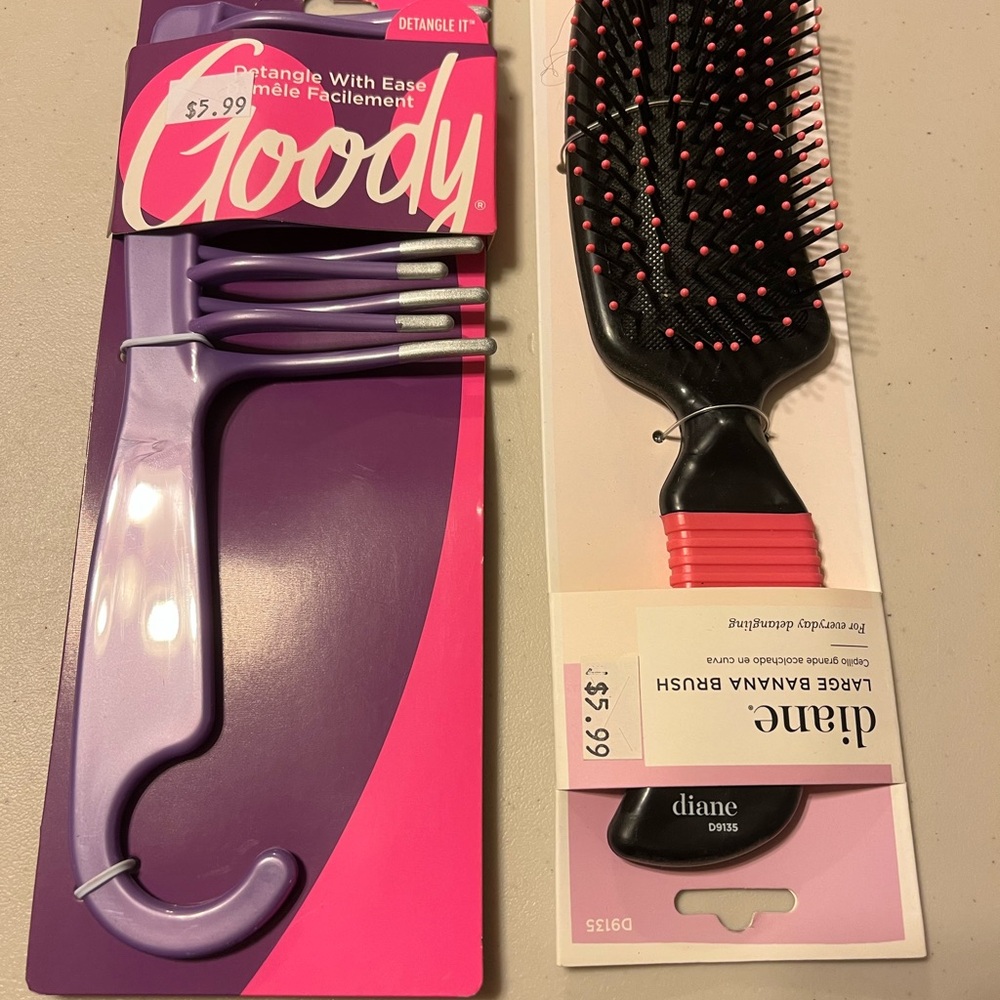 Goody Hair Comb Set and Diane Large Paddle Brush. Detangeler lot